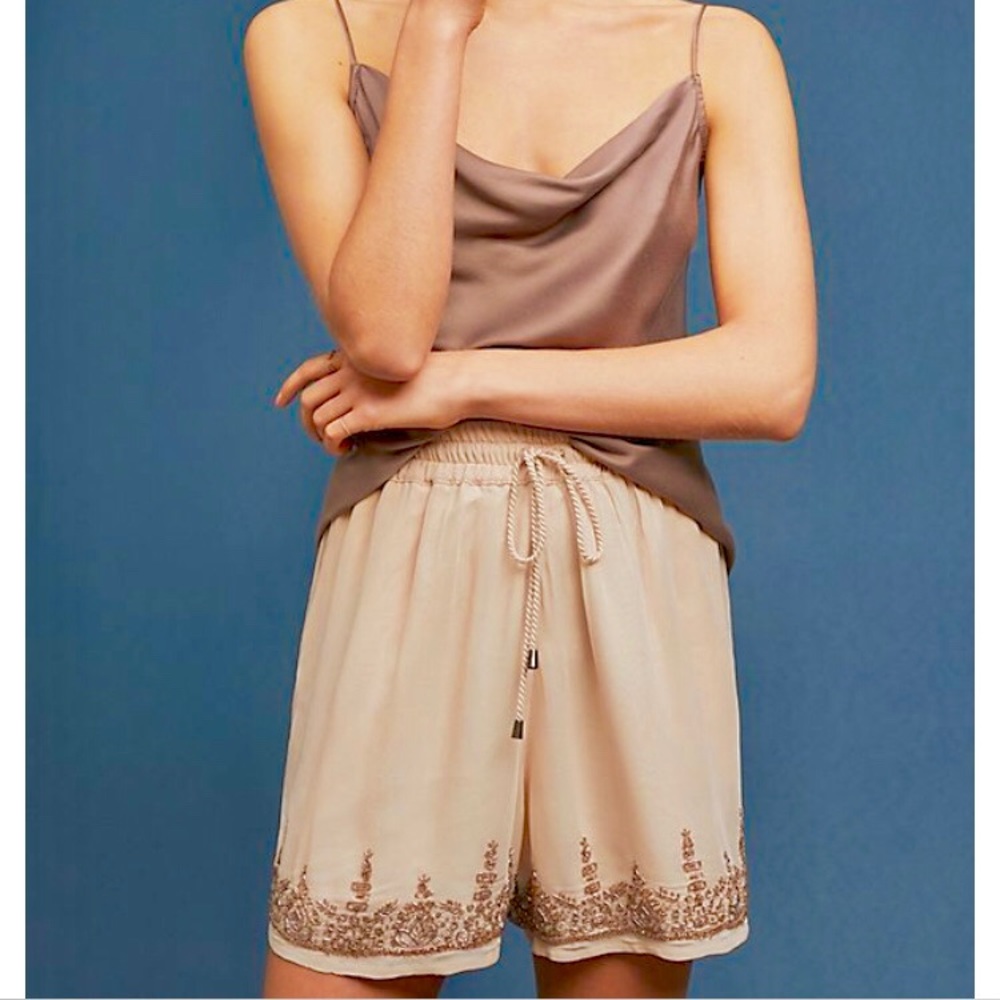 NWT Anthropologie Cruise Embroidered Shorts Blush